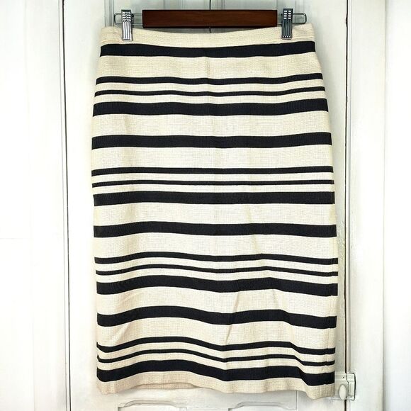 J. Crew Dresses & Skirts - J. Crew Black & Cream Striped Pencil Skirt Sz 2
